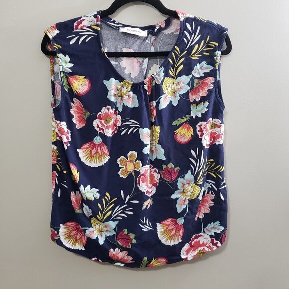 Promod Floral Sleeveless Popover Blouse Sz M - Picture 2 of 8
